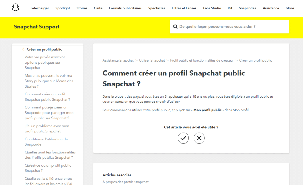 comment afficher son profil public sur snap